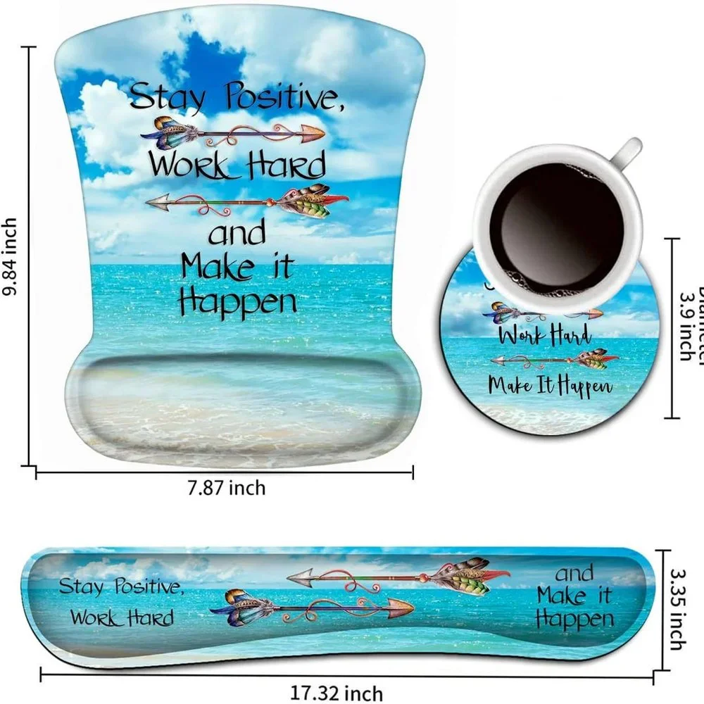 Keyboard Wrist Rest Support Arrow Set -Stay Positive Work Hard Make it happen